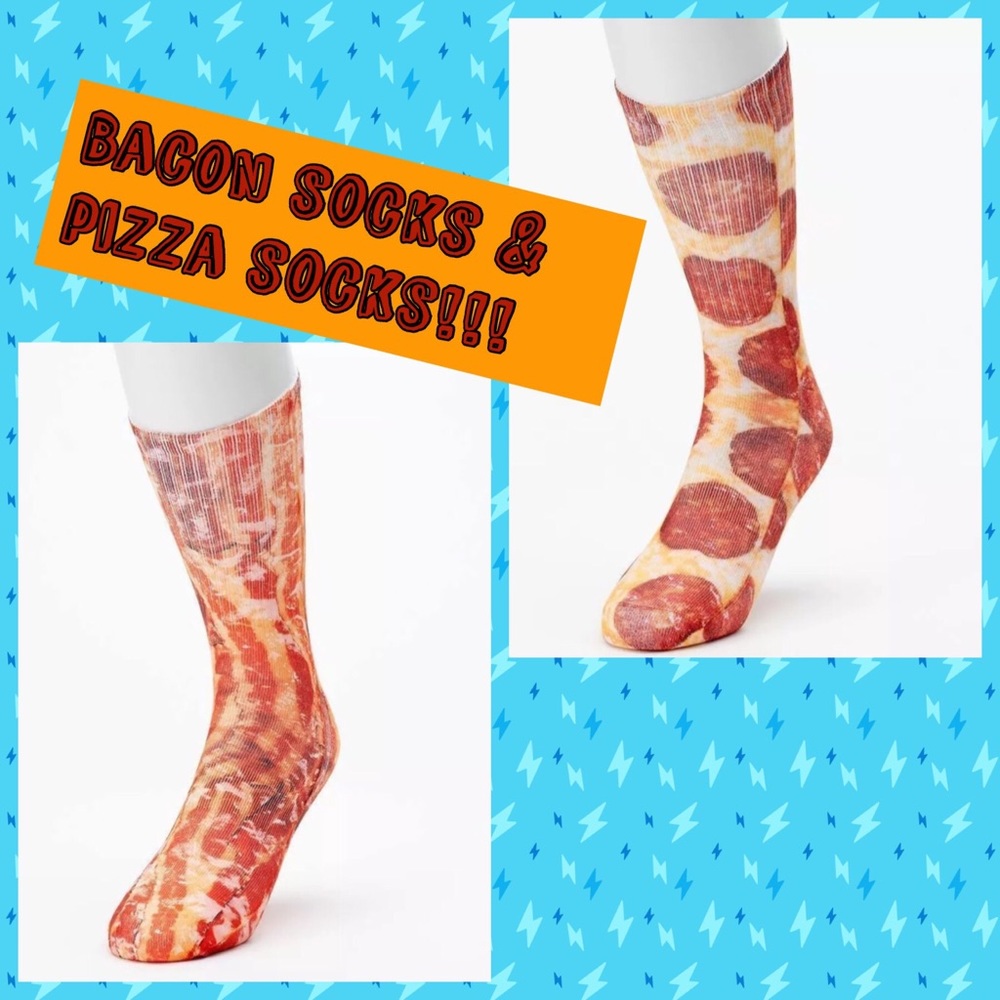 Bacon or Pizza NOVELTY SOCKS!!! BACON or PIZZA socks design NWT